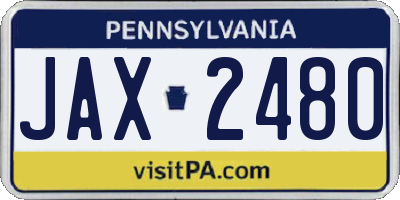 PA license plate JAX2480