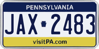 PA license plate JAX2483