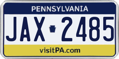 PA license plate JAX2485