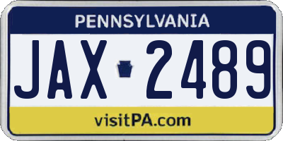 PA license plate JAX2489