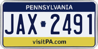 PA license plate JAX2491