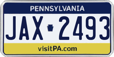 PA license plate JAX2493