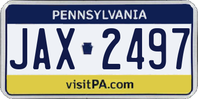 PA license plate JAX2497