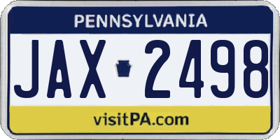 PA license plate JAX2498