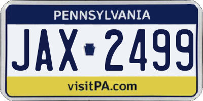 PA license plate JAX2499