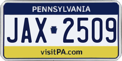 PA license plate JAX2509