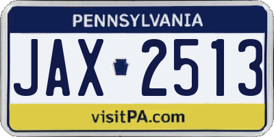 PA license plate JAX2513