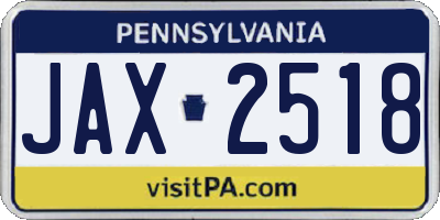 PA license plate JAX2518