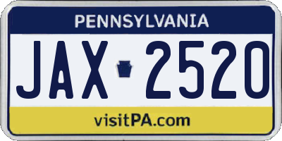 PA license plate JAX2520