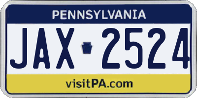 PA license plate JAX2524