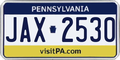 PA license plate JAX2530