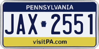 PA license plate JAX2551