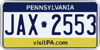 PA license plate JAX2553