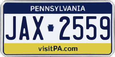 PA license plate JAX2559