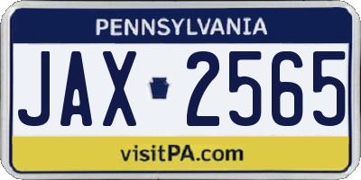 PA license plate JAX2565