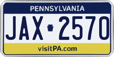 PA license plate JAX2570