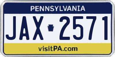 PA license plate JAX2571