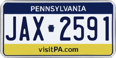 PA license plate JAX2591