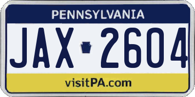 PA license plate JAX2604
