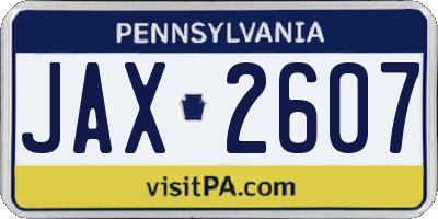 PA license plate JAX2607