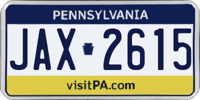 PA license plate JAX2615