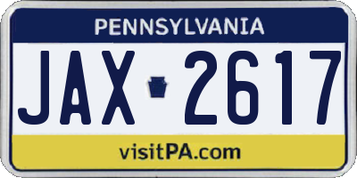PA license plate JAX2617