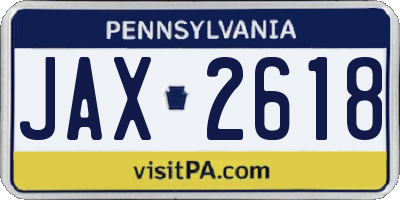 PA license plate JAX2618
