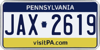 PA license plate JAX2619
