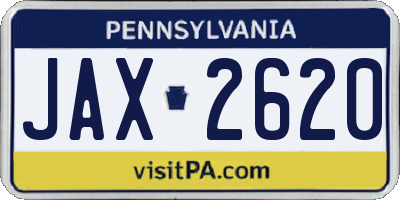 PA license plate JAX2620
