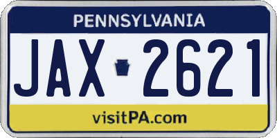 PA license plate JAX2621