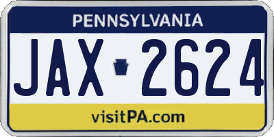 PA license plate JAX2624