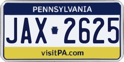 PA license plate JAX2625
