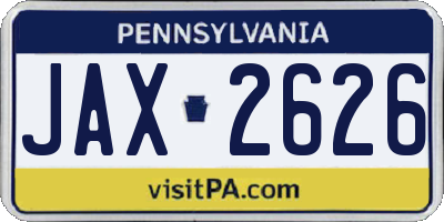 PA license plate JAX2626
