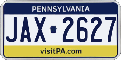 PA license plate JAX2627