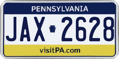PA license plate JAX2628