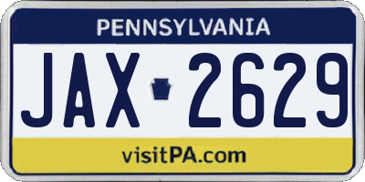 PA license plate JAX2629