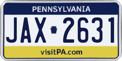 PA license plate JAX2631