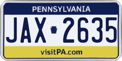 PA license plate JAX2635