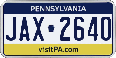 PA license plate JAX2640