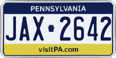 PA license plate JAX2642