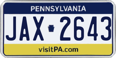 PA license plate JAX2643