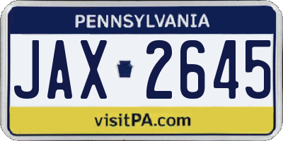 PA license plate JAX2645