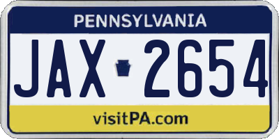 PA license plate JAX2654