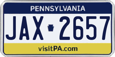 PA license plate JAX2657
