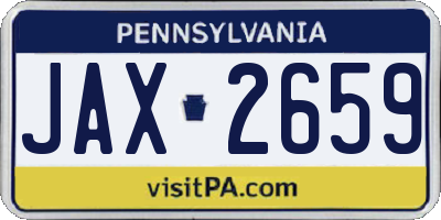 PA license plate JAX2659
