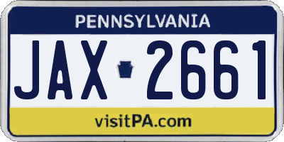 PA license plate JAX2661