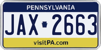 PA license plate JAX2663