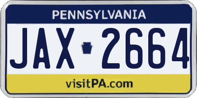 PA license plate JAX2664