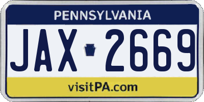 PA license plate JAX2669