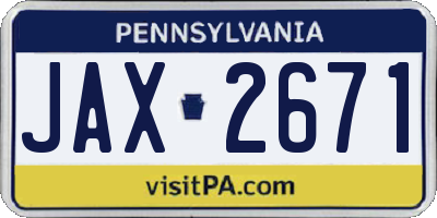 PA license plate JAX2671